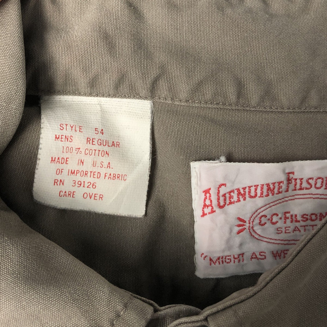 Filson short-sleeved work shirt, made in the USA, men's size XL equivalent, regular collar, flap pockets. cotton Khaki type brown Vintage Second Hand