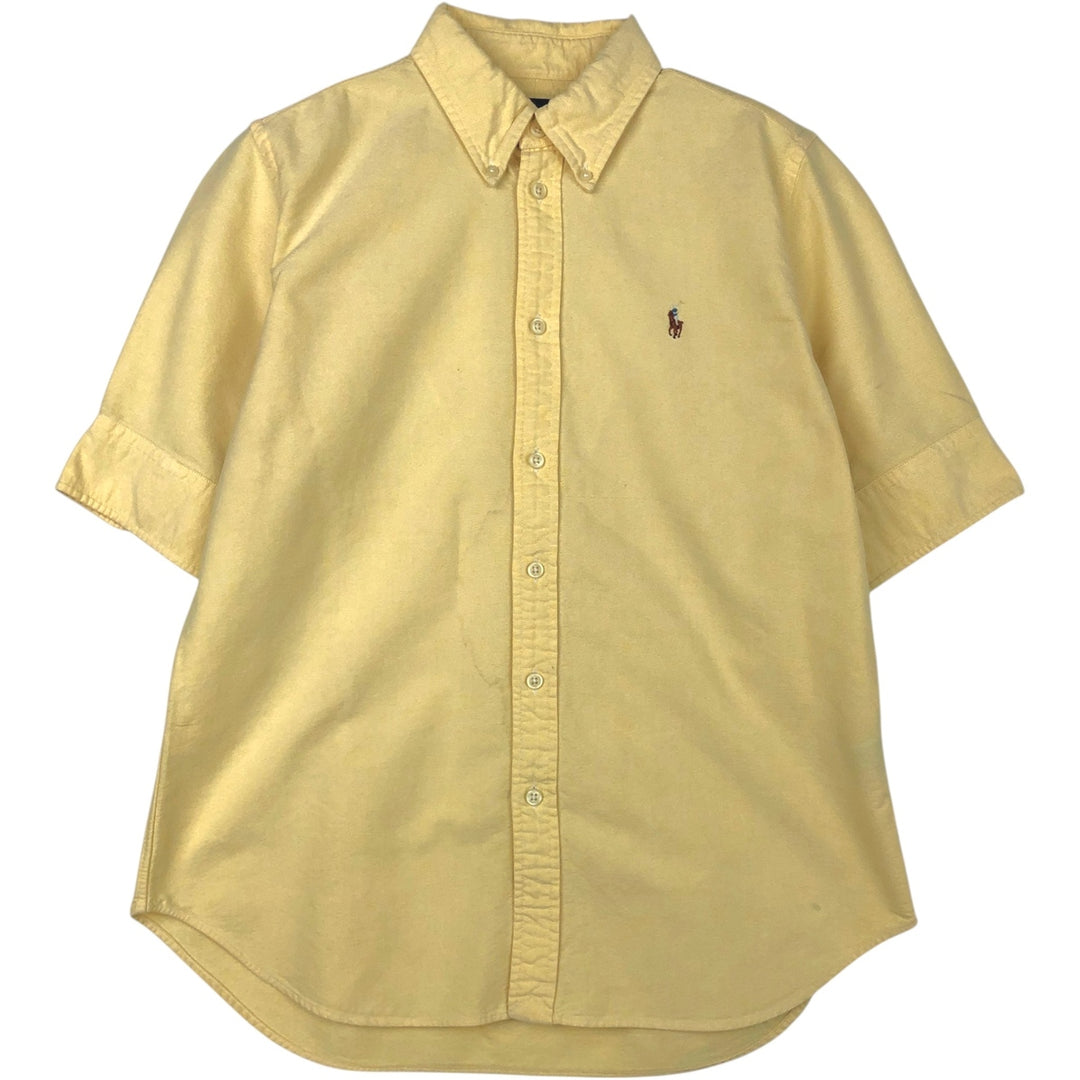 Ralph Lauren short sleeve button down shirt, men's size L cotton lemon yellow Vintage Second Hand