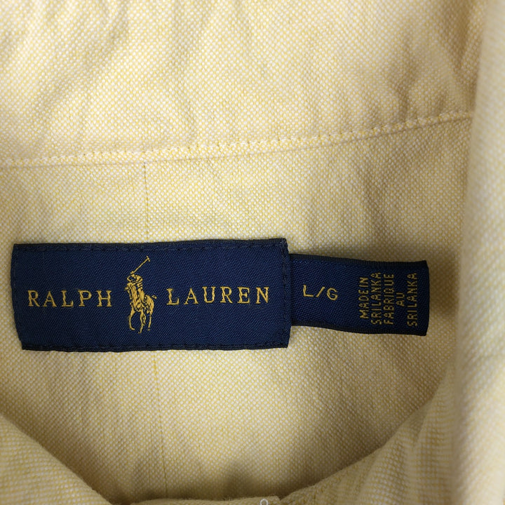Ralph Lauren short sleeve button down shirt, men's size L cotton lemon yellow Vintage Second Hand