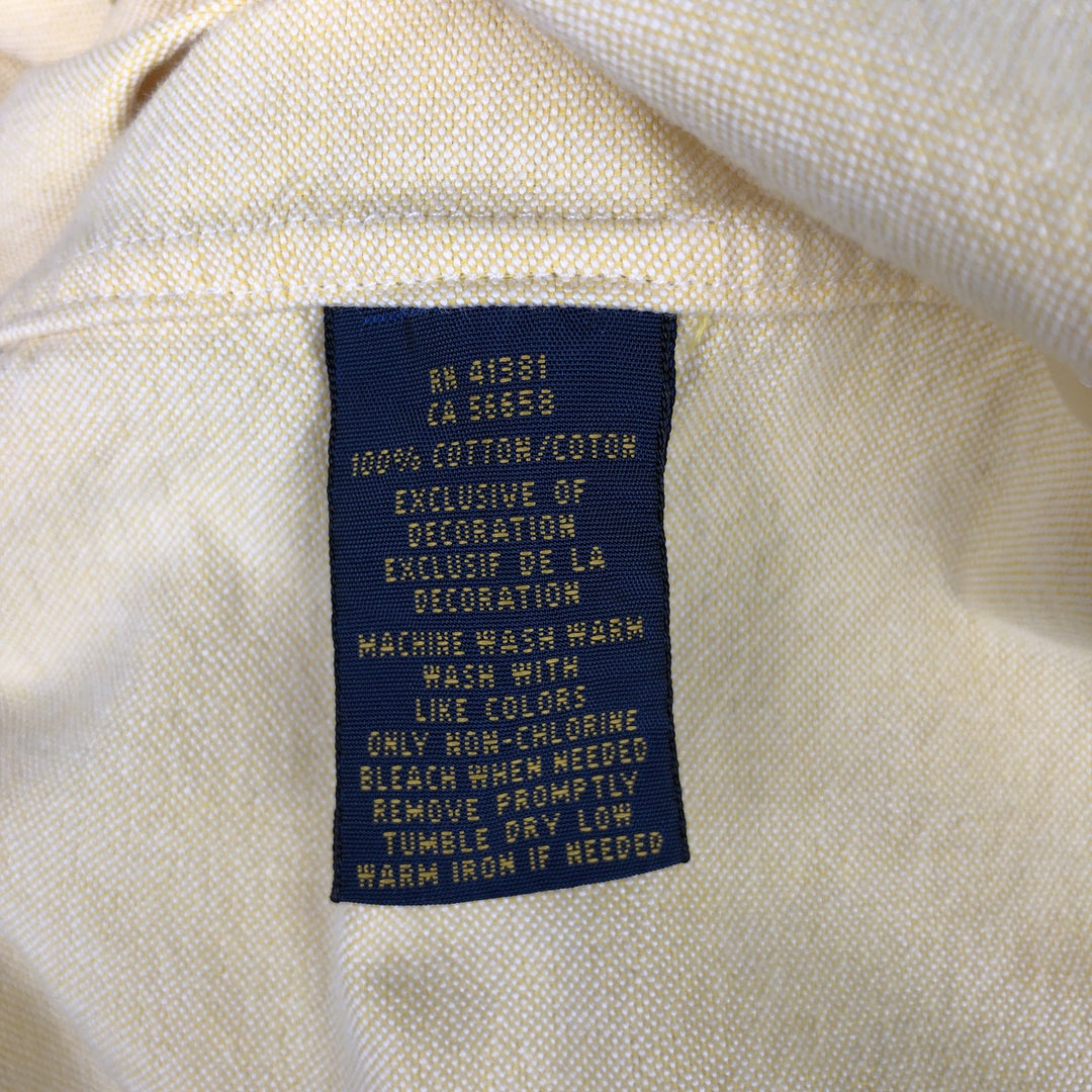 Ralph Lauren short sleeve button down shirt, men's size L cotton lemon yellow Vintage Second Hand