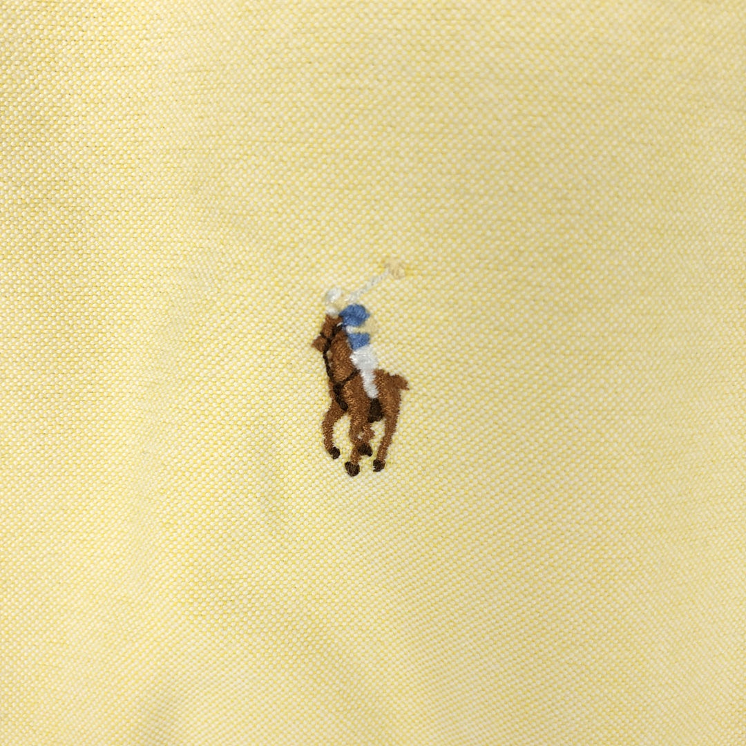 Ralph Lauren short sleeve button down shirt, men's size L cotton lemon yellow Vintage Second Hand