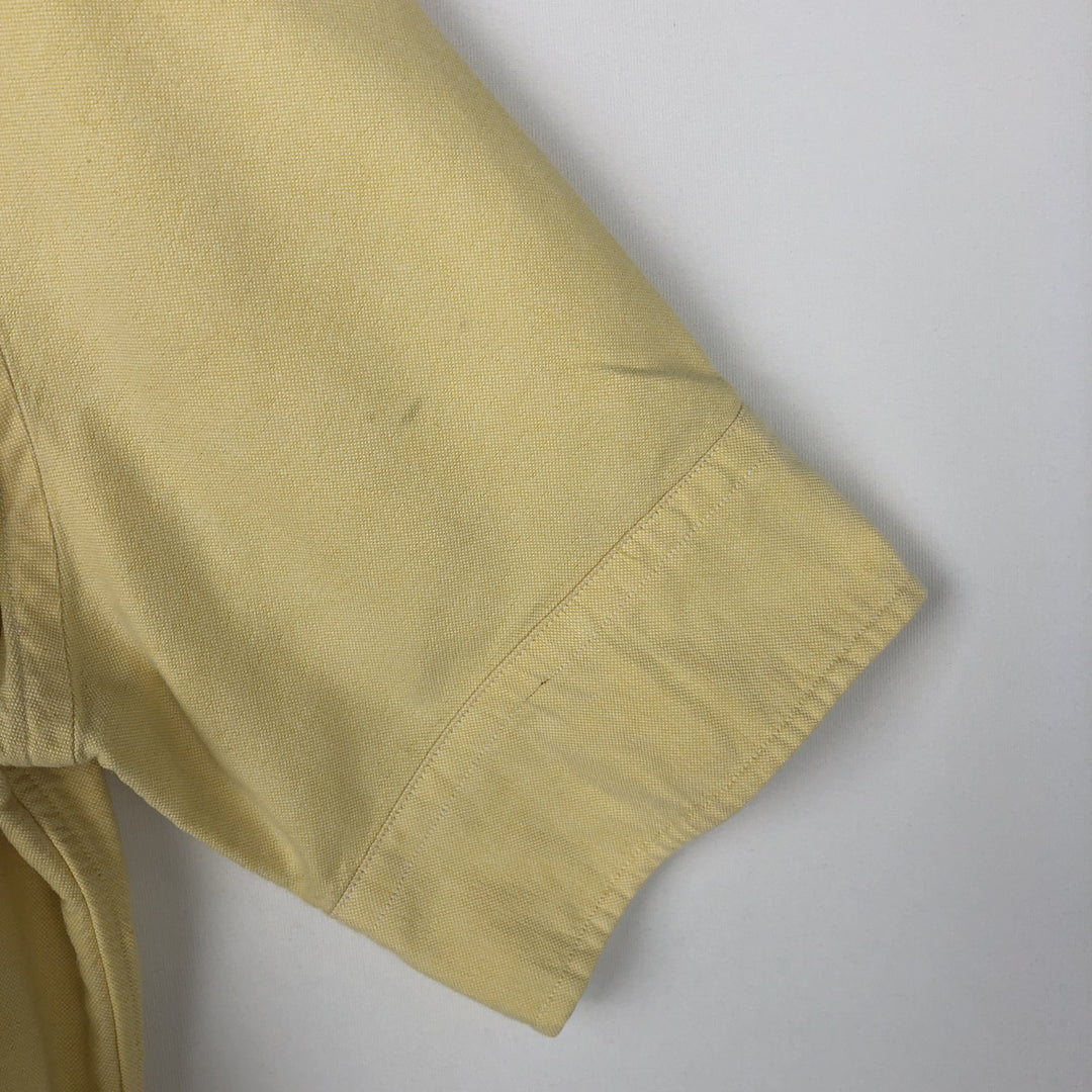 Ralph Lauren short sleeve button down shirt, men's size L cotton lemon yellow Vintage Second Hand