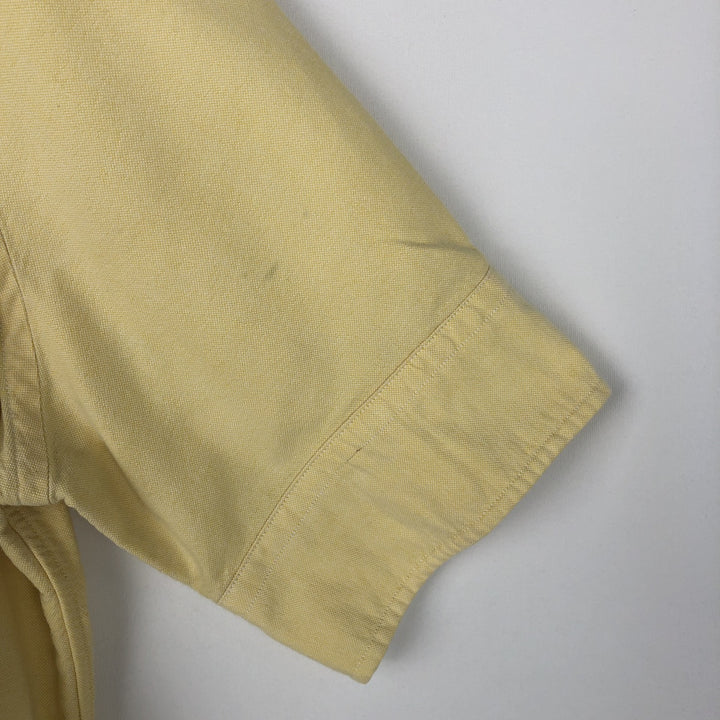 Ralph Lauren short sleeve button down shirt, men's size L cotton lemon yellow Vintage Second Hand