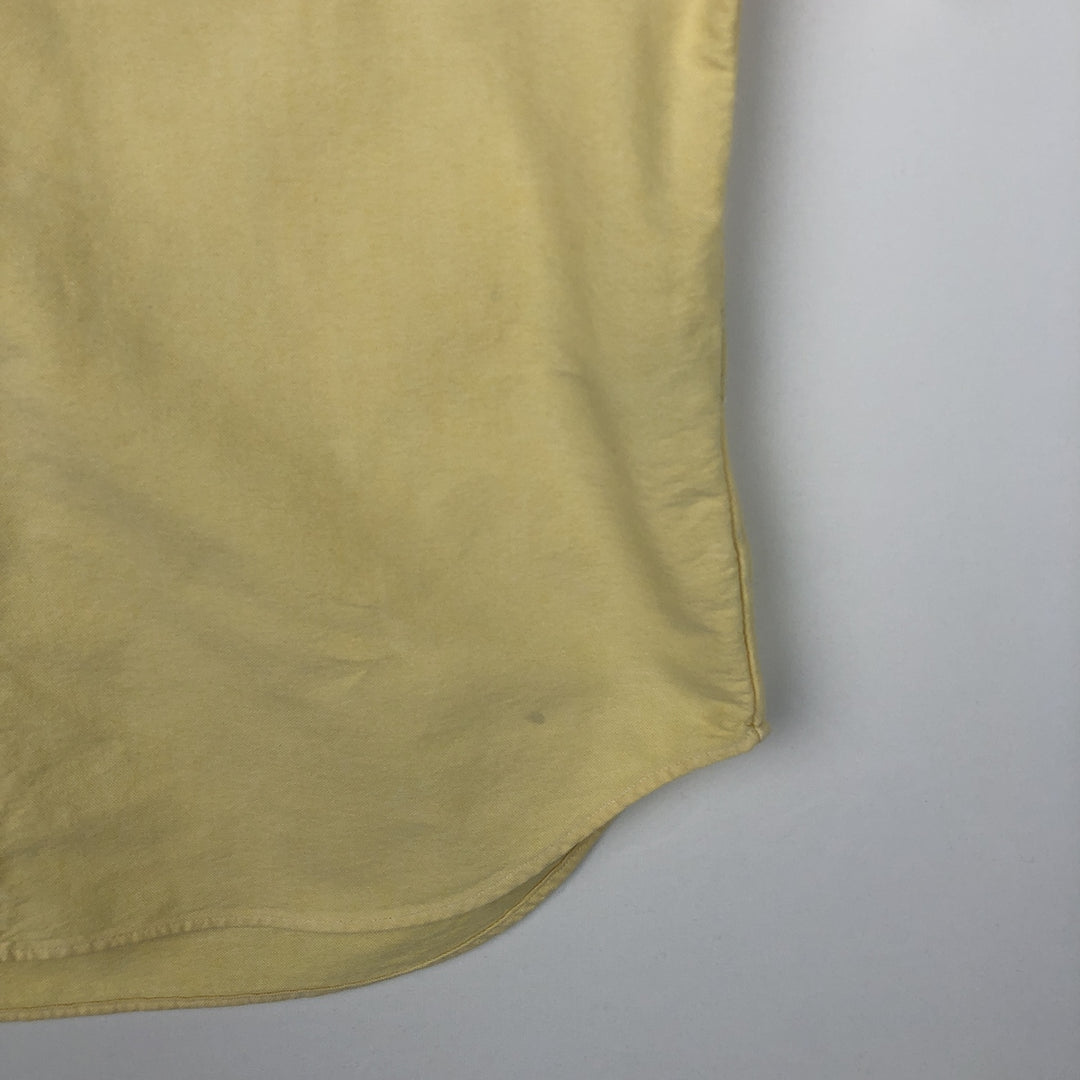 Ralph Lauren short sleeve button down shirt, men's size L cotton lemon yellow Vintage Second Hand