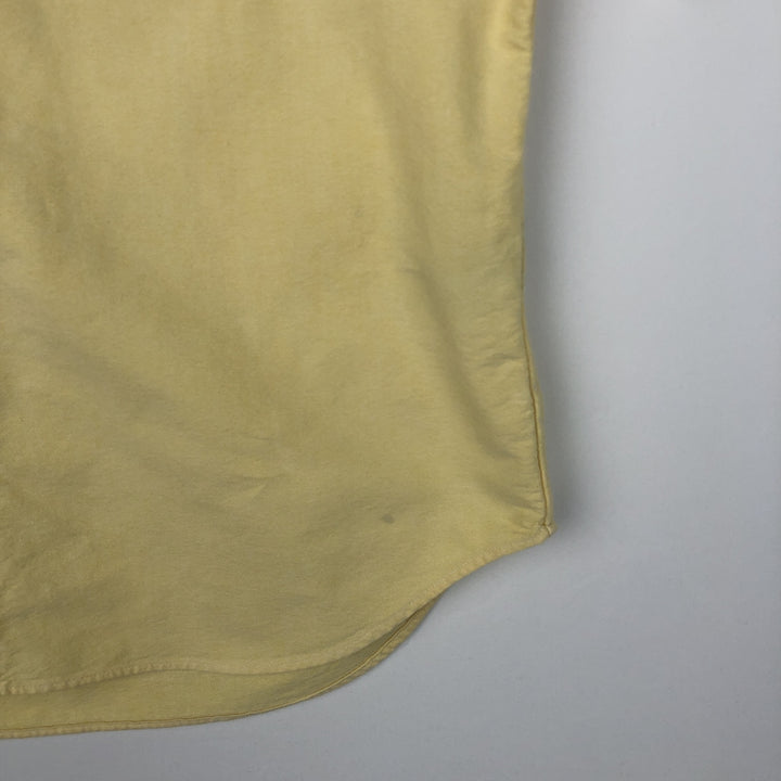 Ralph Lauren short sleeve button down shirt, men's size L cotton lemon yellow Vintage Second Hand