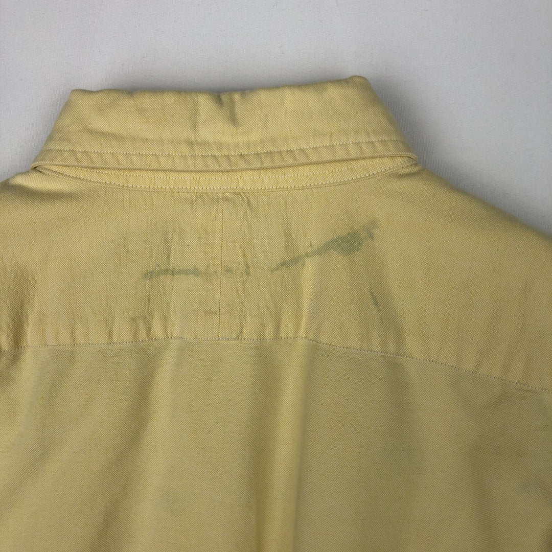 Ralph Lauren short sleeve button down shirt, men's size L cotton lemon yellow Vintage Second Hand