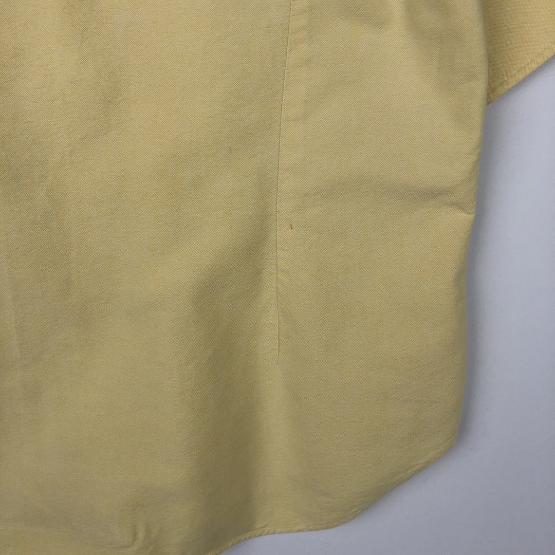 Ralph Lauren short sleeve button down shirt, men's size L cotton lemon yellow Vintage Second Hand