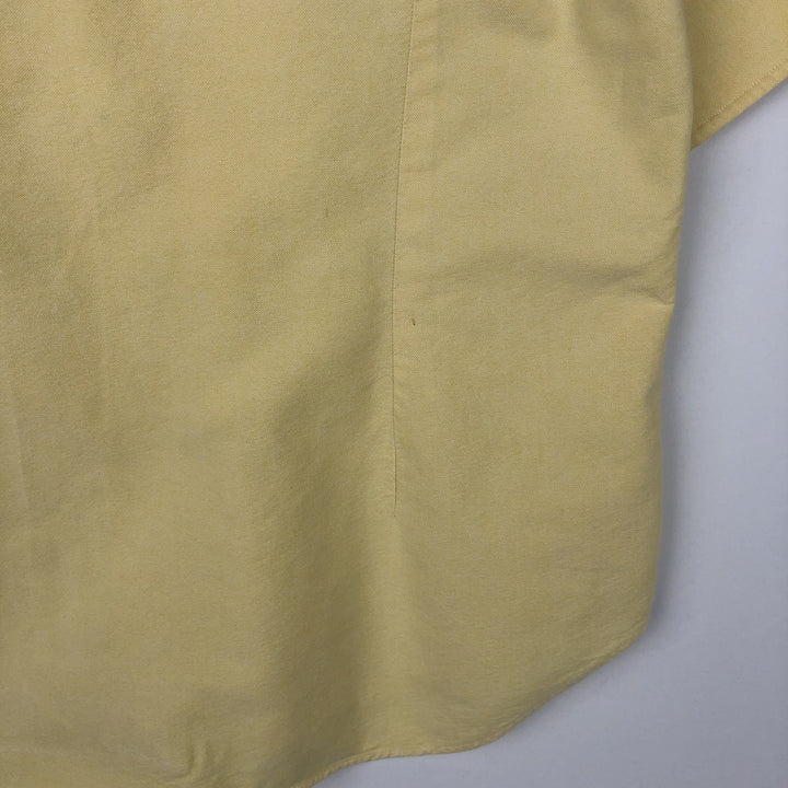 Ralph Lauren short sleeve button down shirt, men's size L cotton lemon yellow Vintage Second Hand