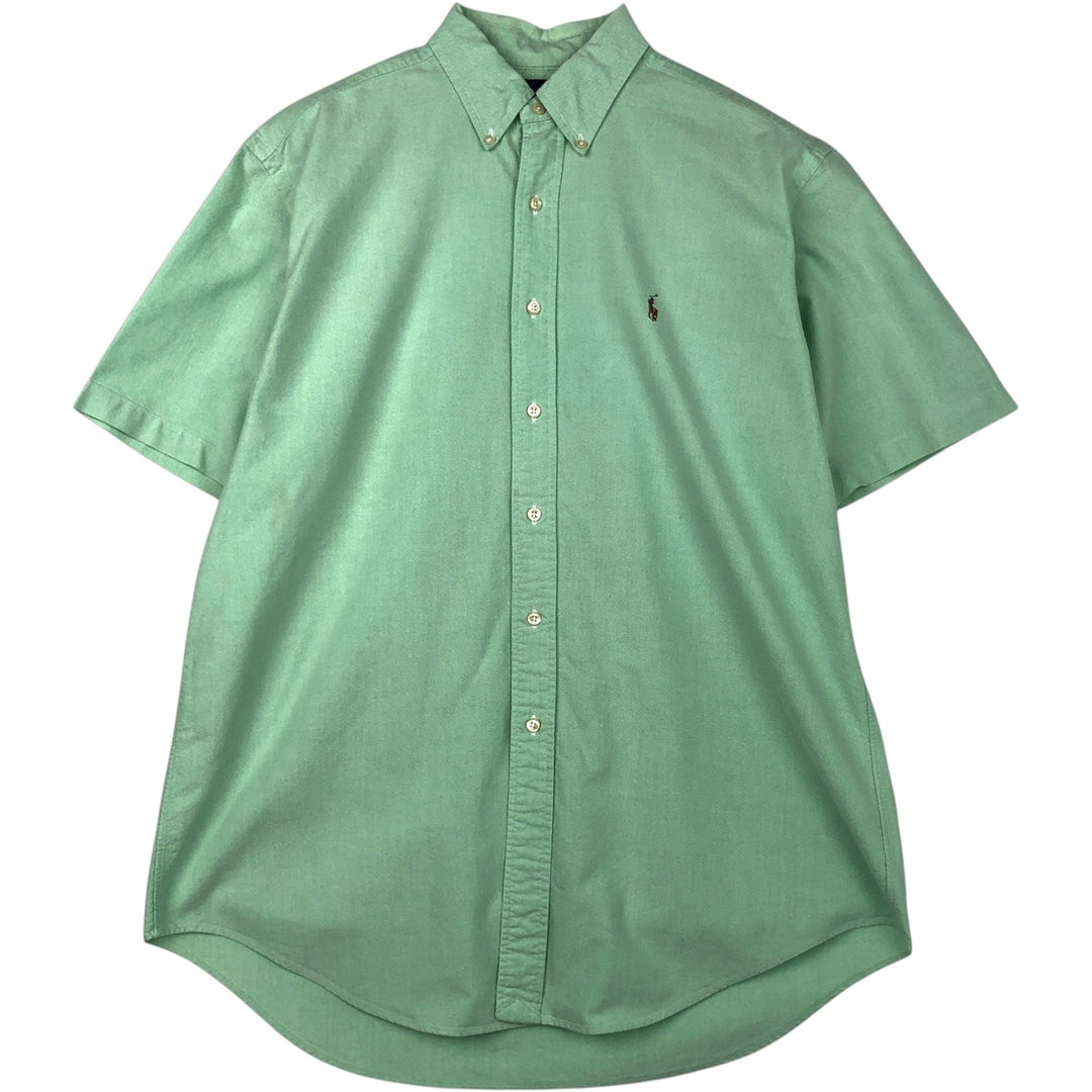 Ralph Lauren Classic Fit short sleeve button down shirt, men's size L cotton green type Vintage Second Hand