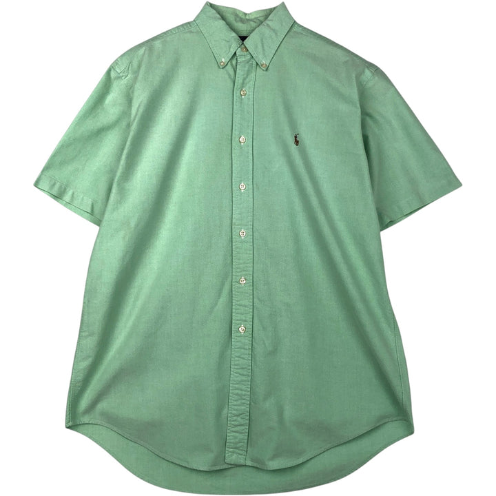 Ralph Lauren Classic Fit short sleeve button down shirt, men's size L cotton green type Vintage Second Hand