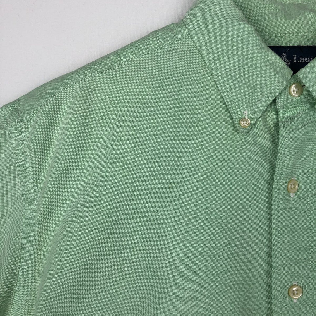 Ralph Lauren Classic Fit short sleeve button down shirt, men's size L cotton green type Vintage Second Hand