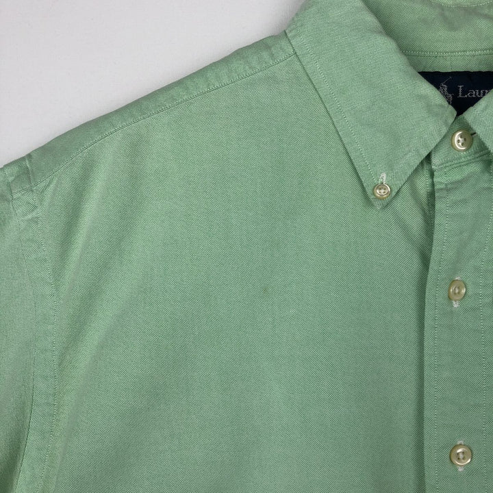Ralph Lauren Classic Fit short sleeve button down shirt, men's size L cotton green type Vintage Second Hand