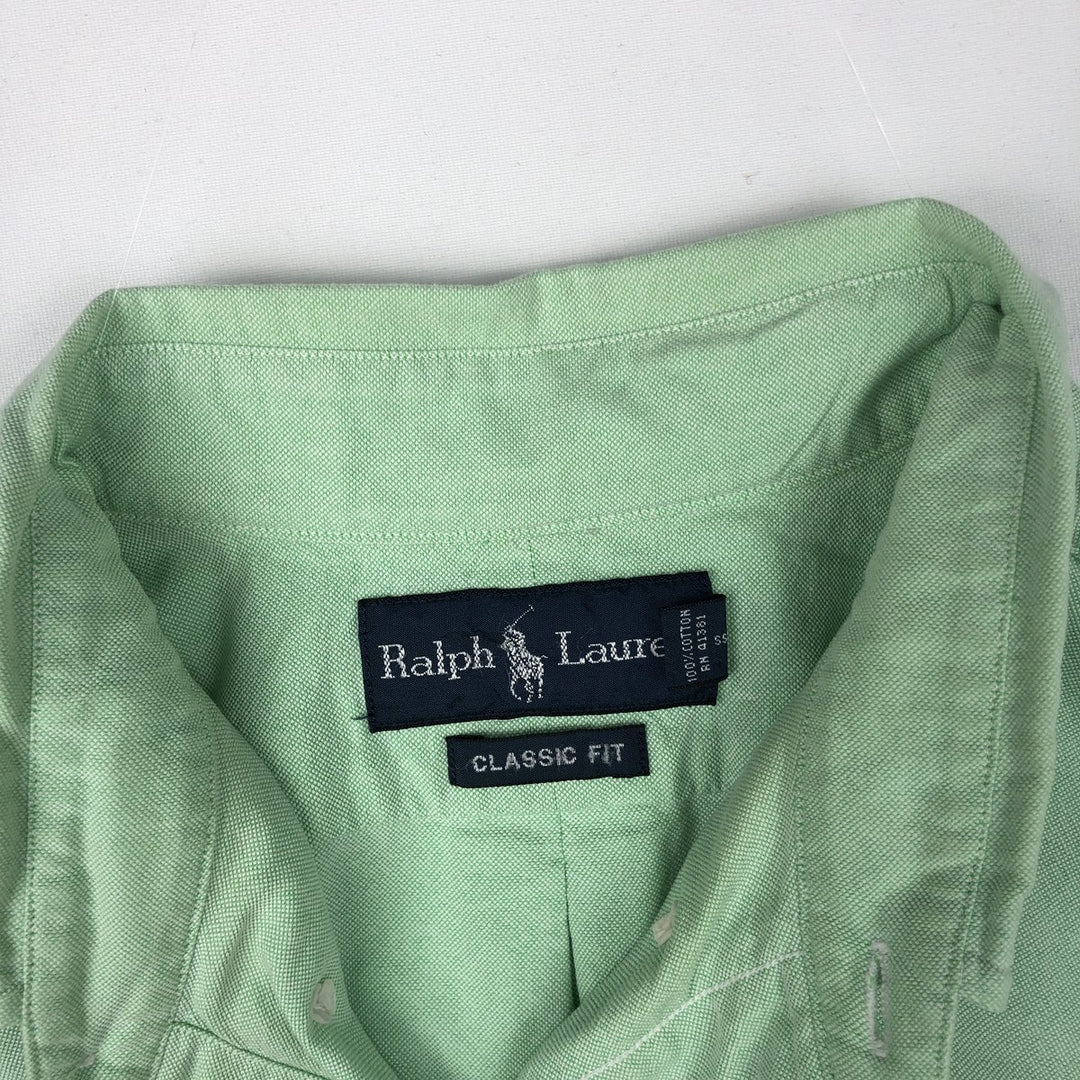 Ralph Lauren Classic Fit short sleeve button down shirt, men's size L cotton green type Vintage Second Hand