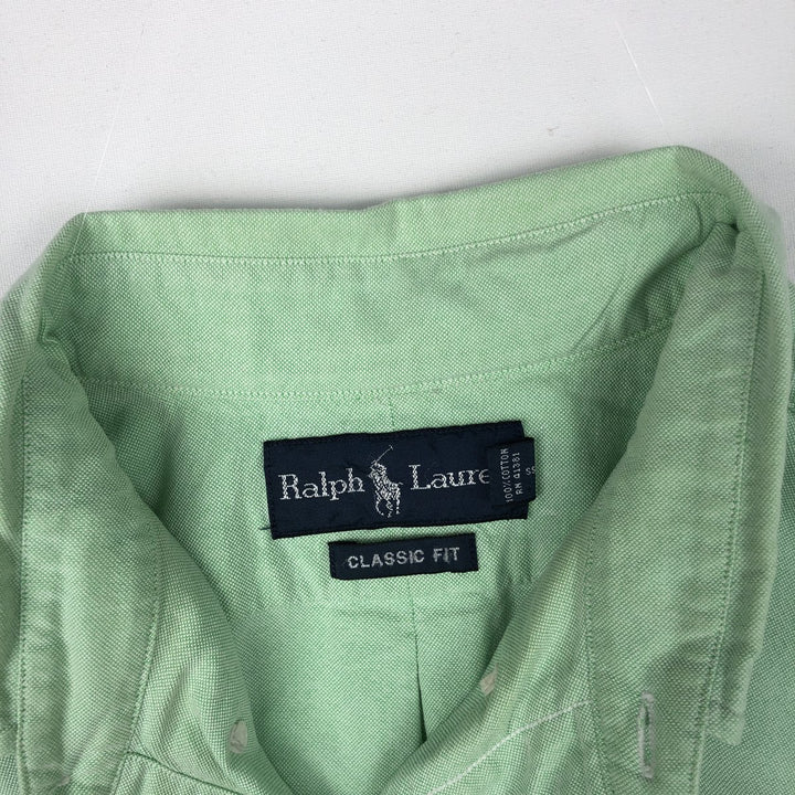 Ralph Lauren Classic Fit short sleeve button down shirt, men's size L cotton green type Vintage Second Hand