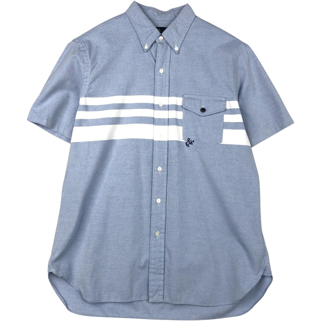 Ralph Lauren short sleeve button down shirt, men's size L cotton Blue type light blue Vintage Second Hand