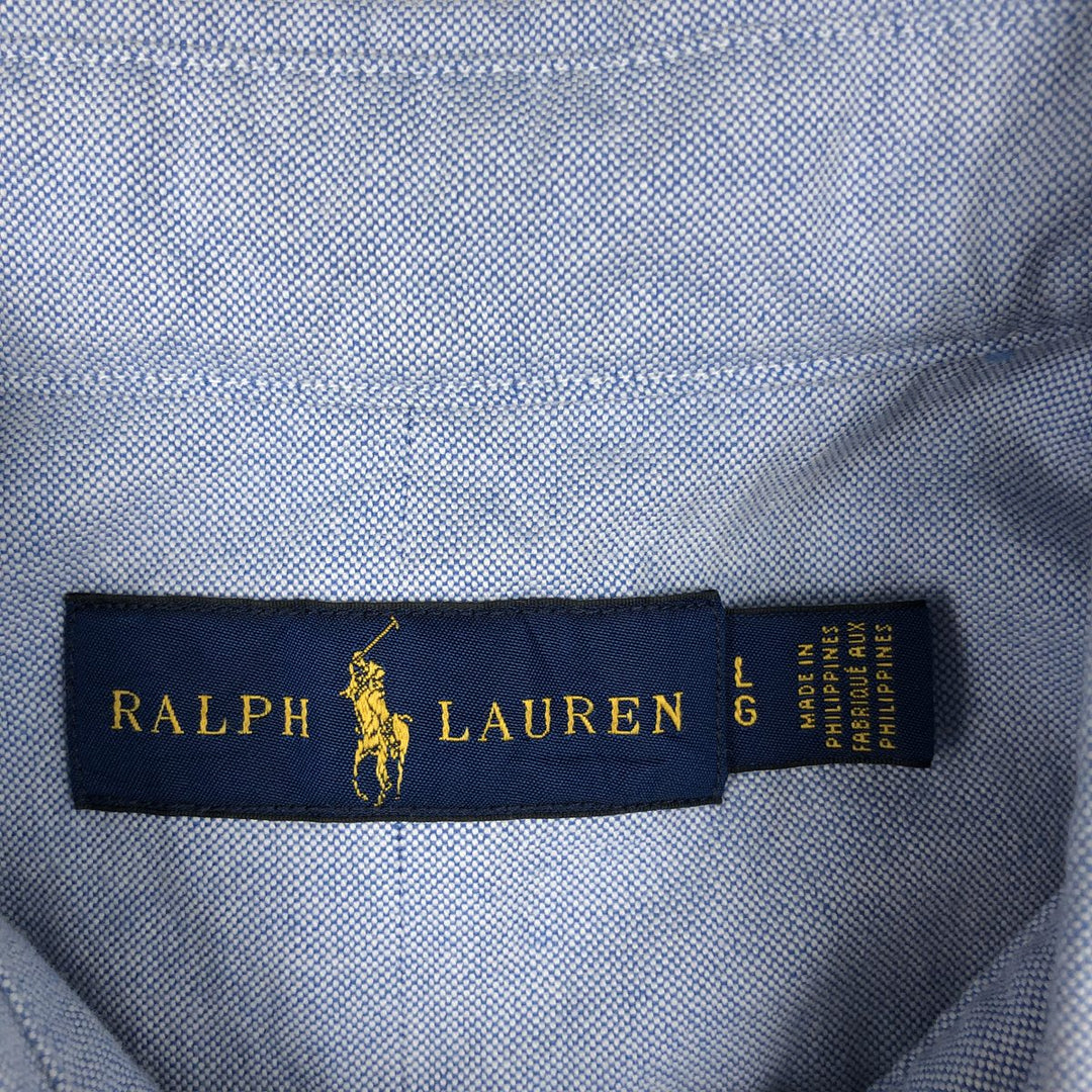 Ralph Lauren short sleeve button down shirt, men's size L cotton Blue type light blue Vintage Second Hand
