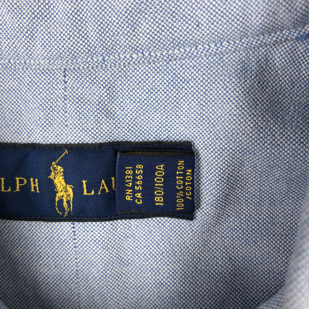 Ralph Lauren short sleeve button down shirt, men's size L cotton Blue type light blue Vintage Second Hand