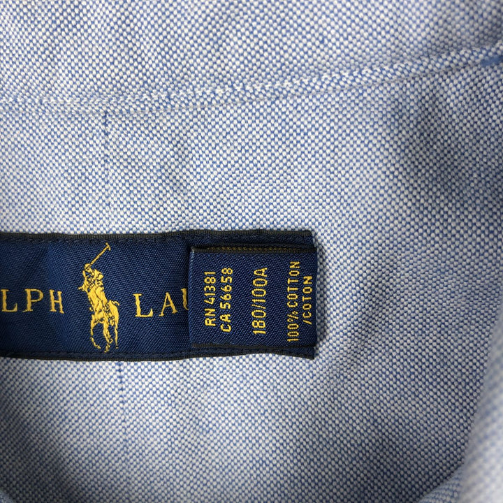 Ralph Lauren short sleeve button down shirt, men's size L cotton Blue type light blue Vintage Second Hand