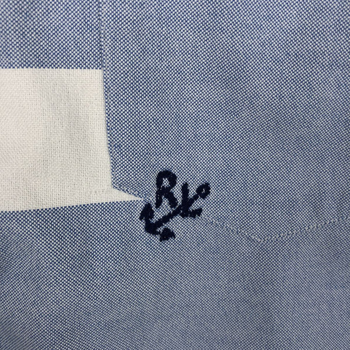 Ralph Lauren short sleeve button down shirt, men's size L cotton Blue type light blue Vintage Second Hand