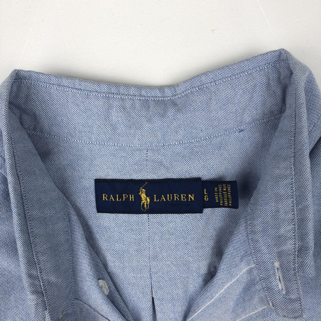 Ralph Lauren short sleeve button down shirt, men's size L cotton Blue type light blue Vintage Second Hand