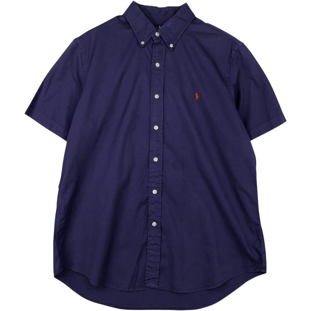 Ralph Lauren Featherweight Twill Short-Sleeve Button-Down Shirt, Men's Size L (approx.) cotton navy blue type Vintage Second Hand