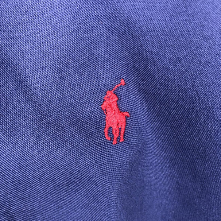 Ralph Lauren Featherweight Twill Short-Sleeve Button-Down Shirt, Men's Size L (approx.) cotton navy blue type Vintage Second Hand