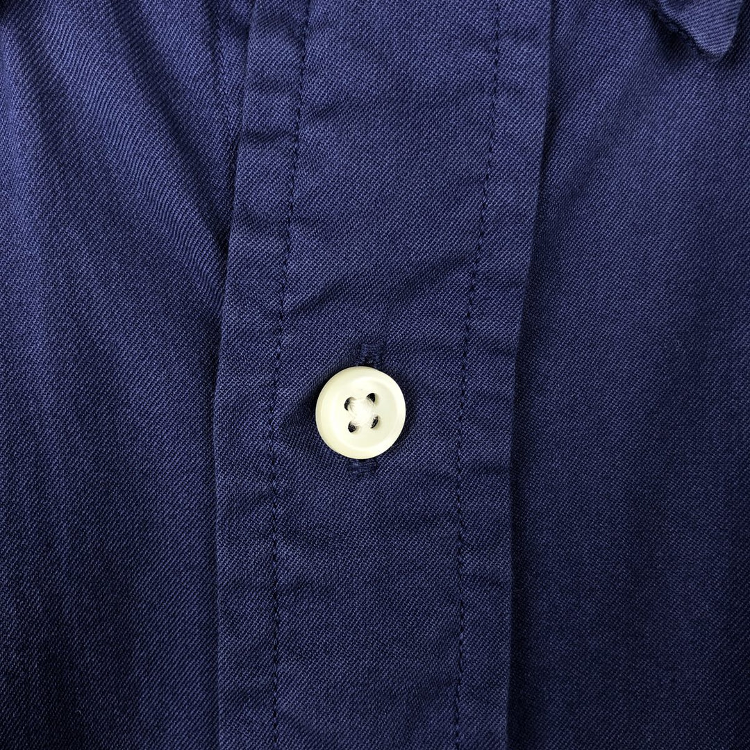 Ralph Lauren Featherweight Twill Short-Sleeve Button-Down Shirt, Men's Size L (approx.) cotton navy blue type Vintage Second Hand
