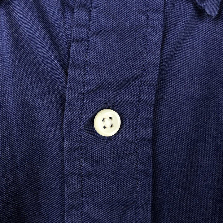 Ralph Lauren Featherweight Twill Short-Sleeve Button-Down Shirt, Men's Size L (approx.) cotton navy blue type Vintage Second Hand