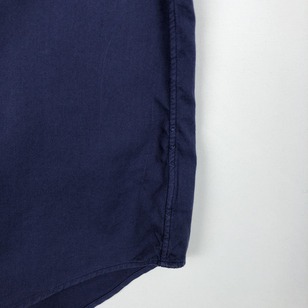 Ralph Lauren Featherweight Twill Short-Sleeve Button-Down Shirt, Men's Size L (approx.) cotton navy blue type Vintage Second Hand