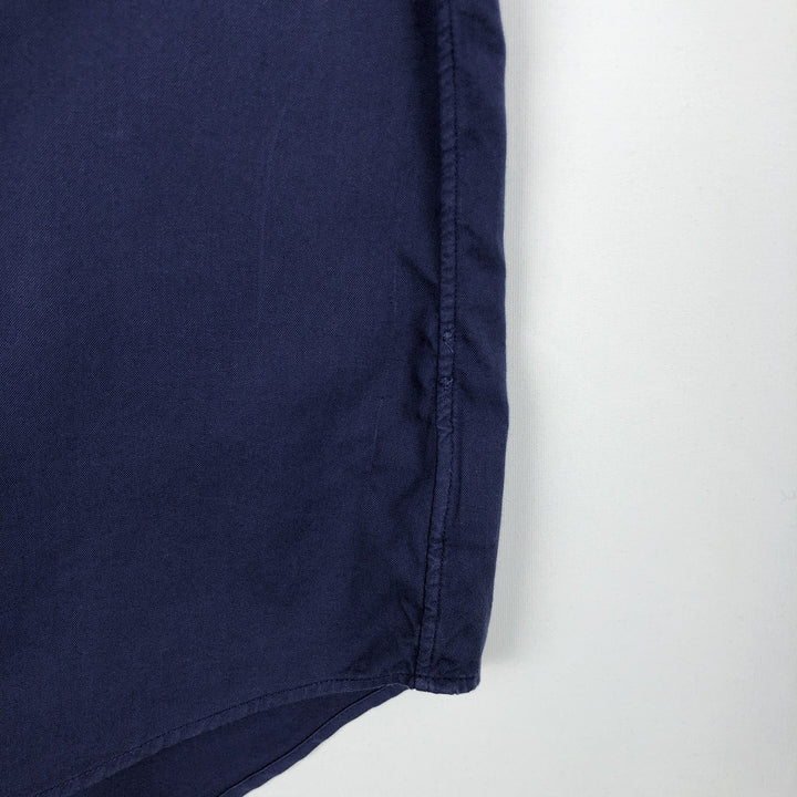 Ralph Lauren Featherweight Twill Short-Sleeve Button-Down Shirt, Men's Size L (approx.) cotton navy blue type Vintage Second Hand