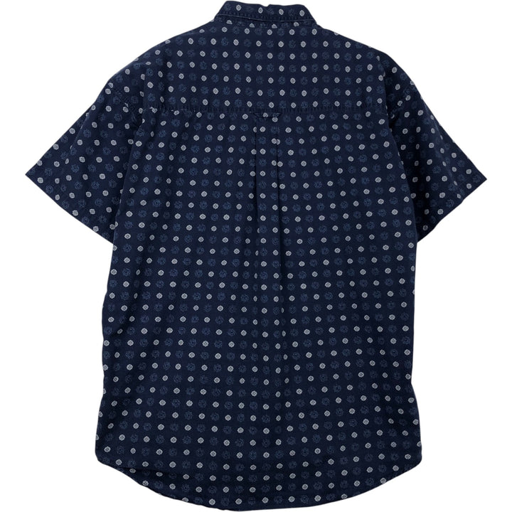 Ralph Lauren CHAPS all-over print short-sleeved button-down shirt, men's size L cotton navy blue type Vintage Second Hand