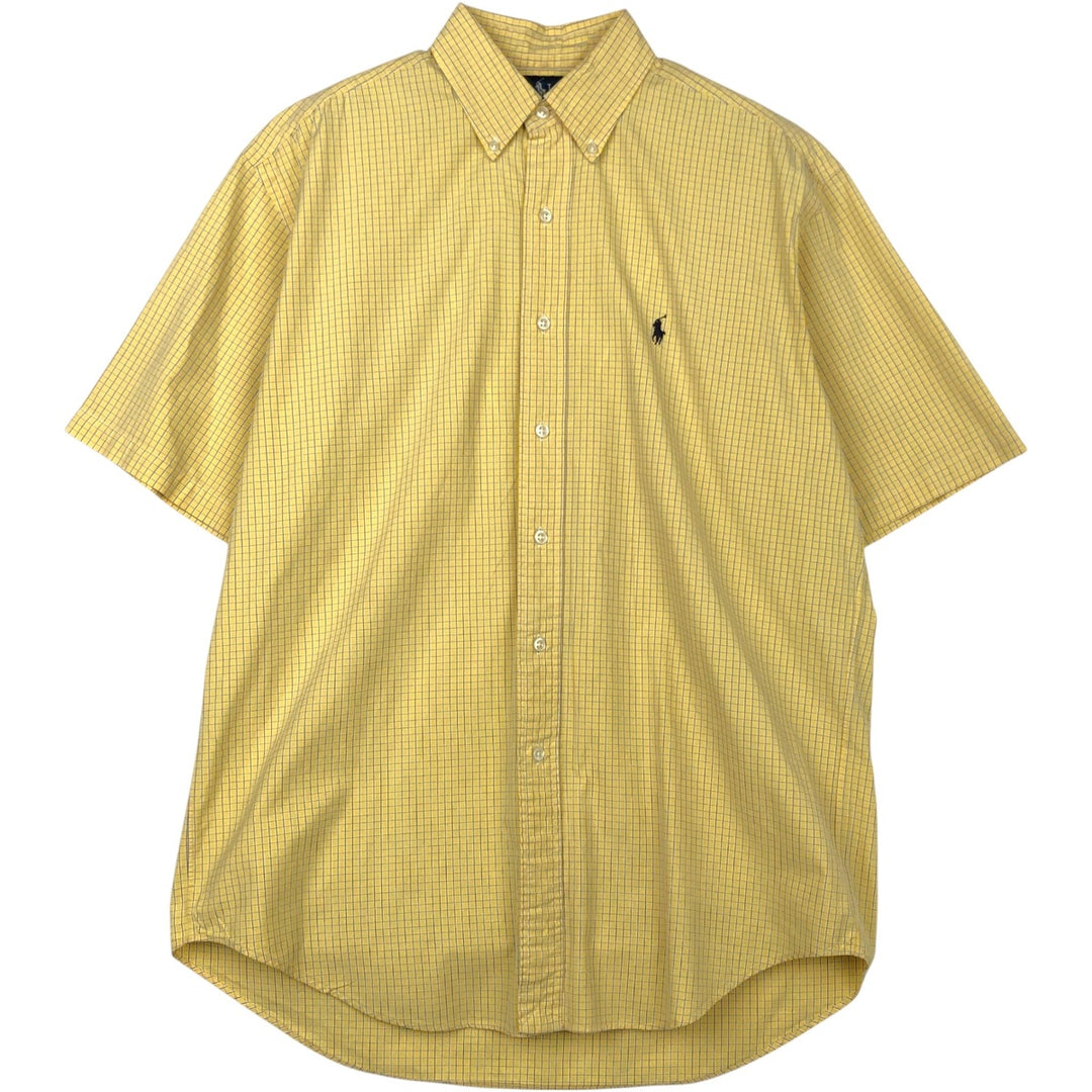Ralph Lauren BLAKE short sleeve button down check shirt, men's size M cotton yellow type Vintage Second Hand