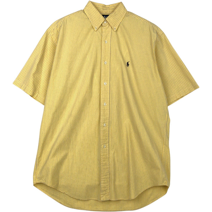 Ralph Lauren BLAKE short sleeve button down check shirt, men's size M cotton yellow type Vintage Second Hand