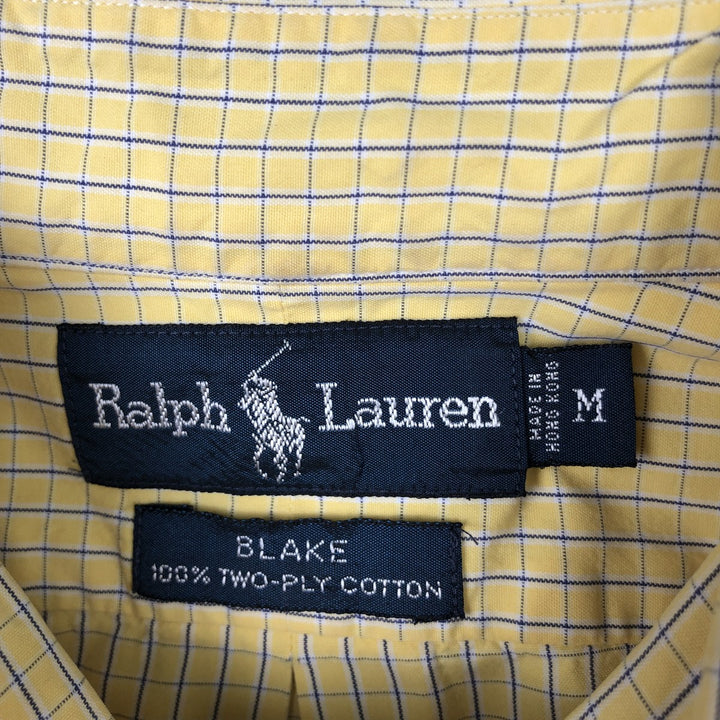 Ralph Lauren BLAKE short sleeve button down check shirt, men's size M cotton yellow type Vintage Second Hand