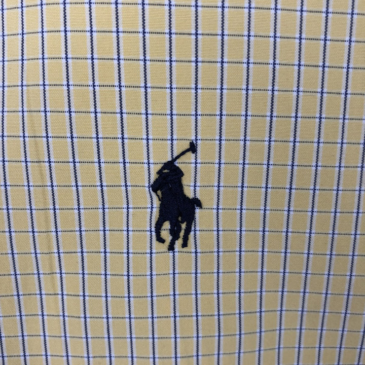 Ralph Lauren BLAKE short sleeve button down check shirt, men's size M cotton yellow type Vintage Second Hand