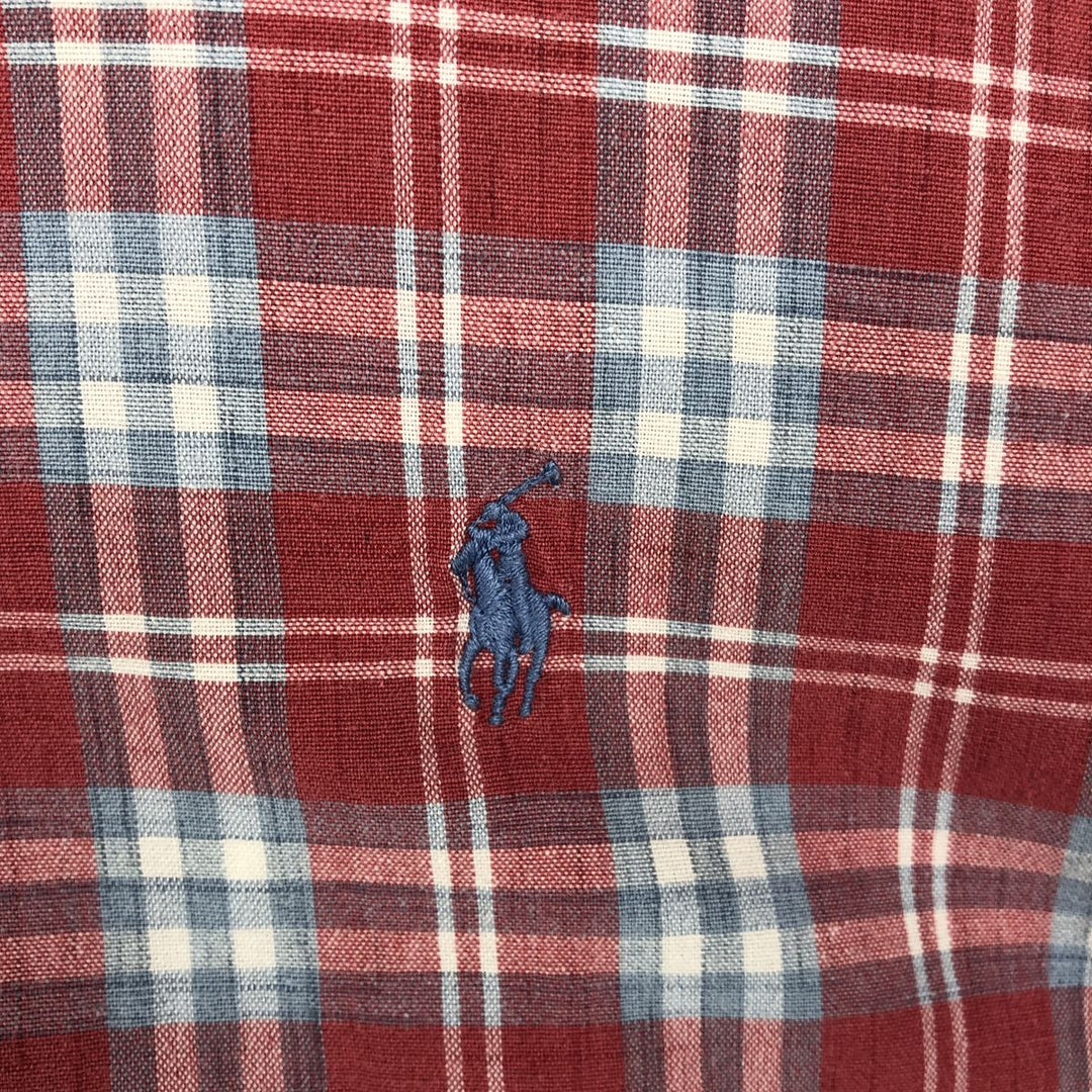Ralph Lauren BLAKE short sleeve button down check shirt, men's size L cotton red type Vintage Second Hand