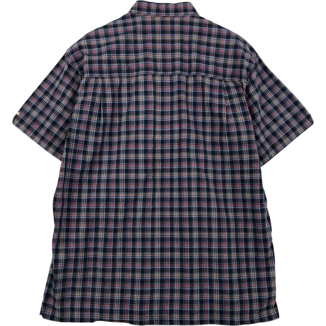 Ralph Lauren CHAPS short-sleeved button-down checkered box shirt, men's size L cotton navy blue type Vintage Second Hand