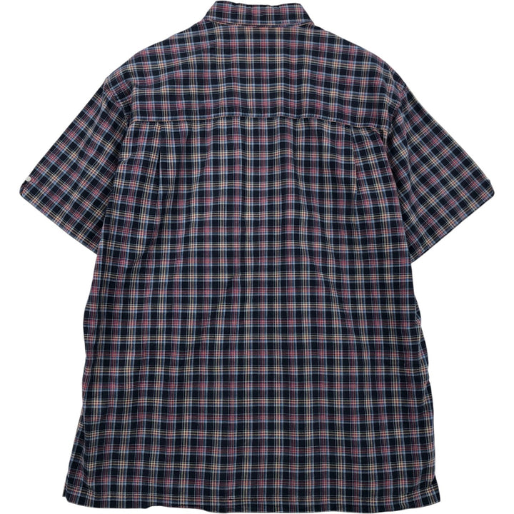 Ralph Lauren CHAPS short-sleeved button-down checkered box shirt, men's size L cotton navy blue type Vintage Second Hand