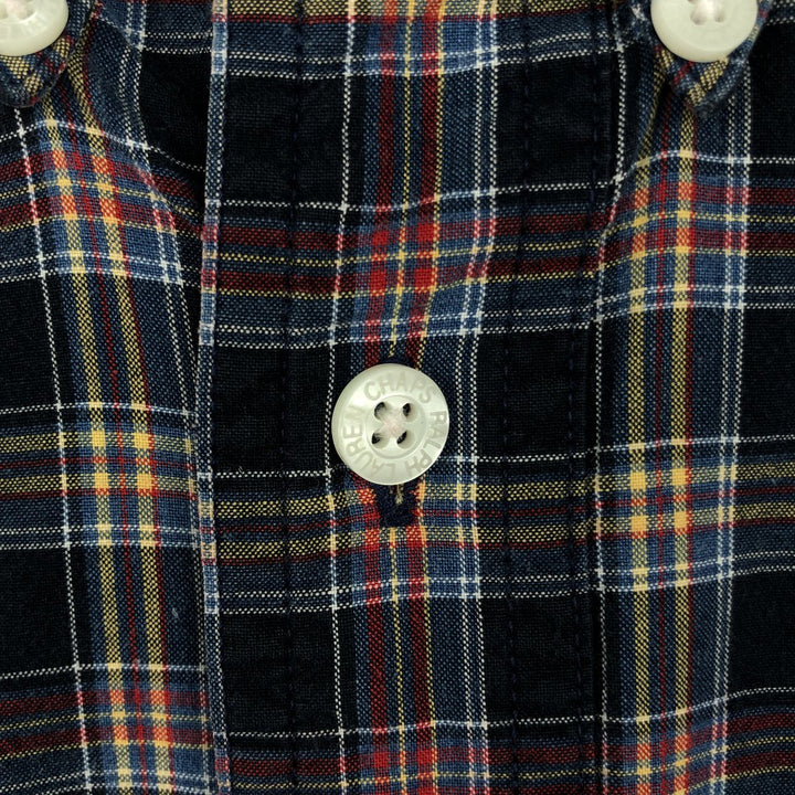 Ralph Lauren CHAPS short-sleeved button-down checkered box shirt, men's size L cotton navy blue type Vintage Second Hand