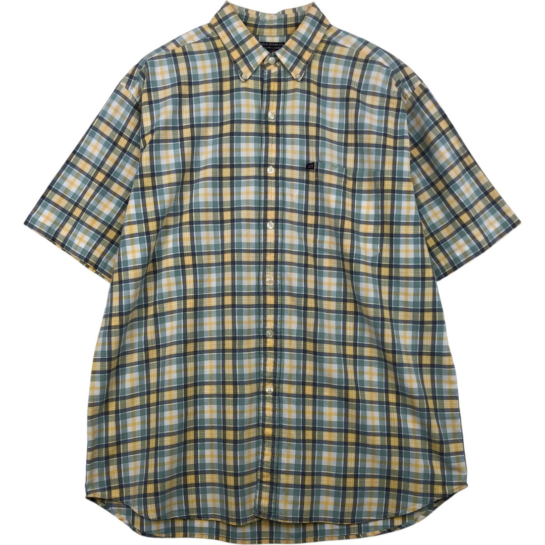 2000'S Ralph Lauren POLO JEANS COMPANY Short-Sleeve Button-Down Check Shirt, Men's Size XL (approx.) cotton navy blue type Vintage Second Hand