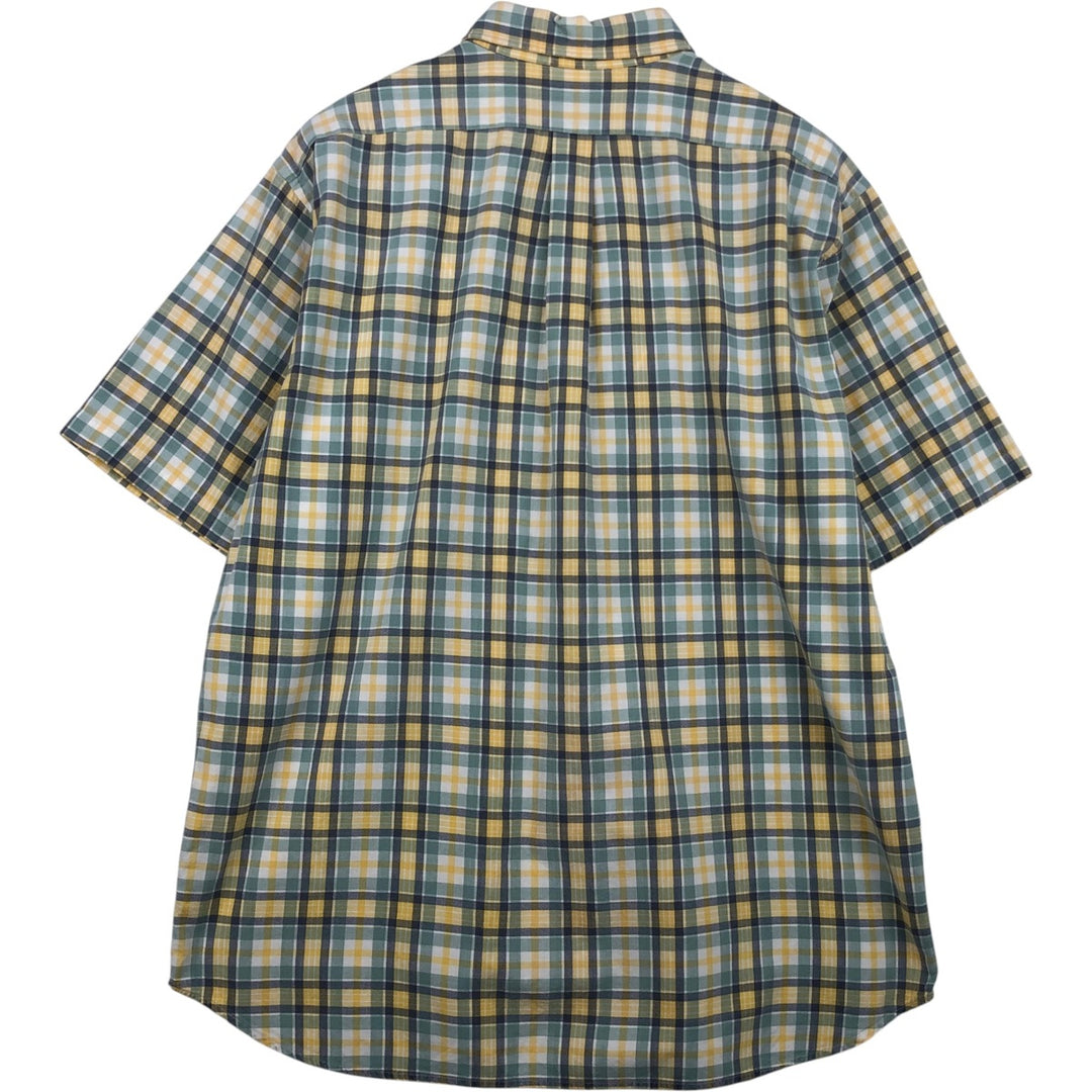 2000'S Ralph Lauren POLO JEANS COMPANY Short-Sleeve Button-Down Check Shirt, Men's Size XL (approx.) cotton navy blue type Vintage Second Hand