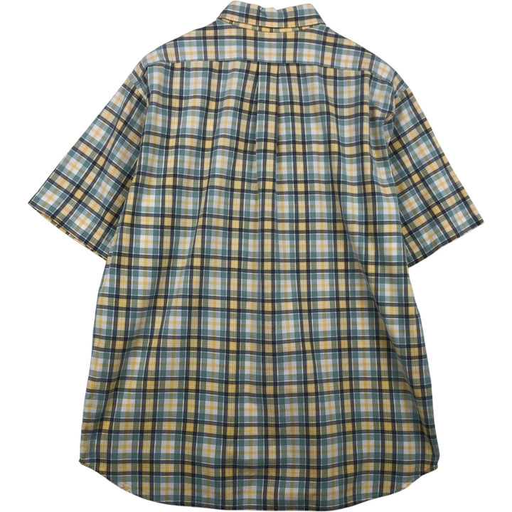 2000'S Ralph Lauren POLO JEANS COMPANY Short-Sleeve Button-Down Check Shirt, Men's Size XL (approx.) cotton navy blue type Vintage Second Hand