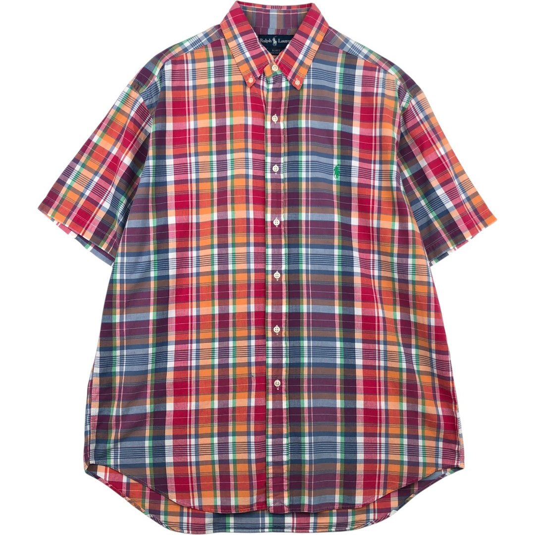 Ralph Lauren BLAKE Madras Check Short Sleeve Button Down Check Shirt Men's L size cotton red type Vintage Second Hand