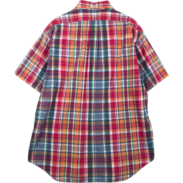 Ralph Lauren BLAKE Madras Check Short Sleeve Button Down Check Shirt Men's L size cotton red type Vintage Second Hand