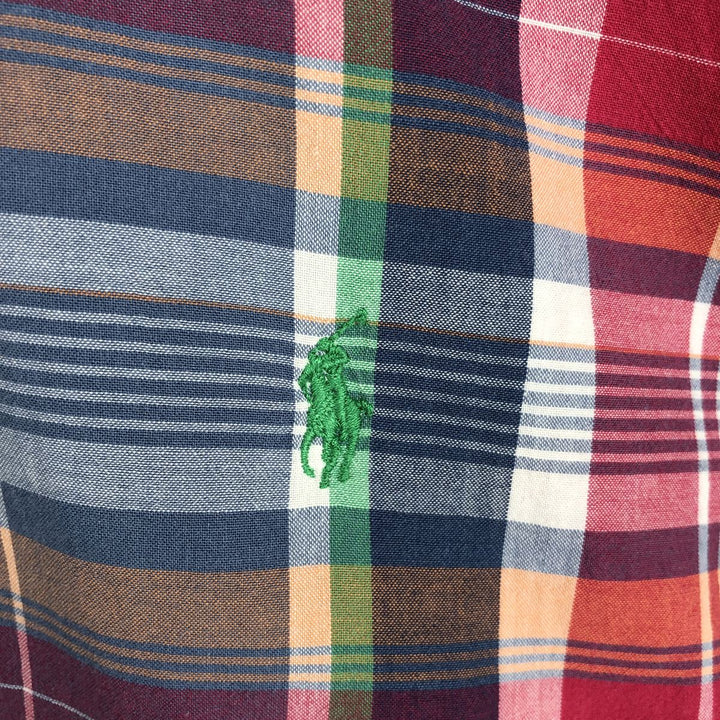 Ralph Lauren BLAKE Madras Check Short Sleeve Button Down Check Shirt Men's L size cotton red type Vintage Second Hand