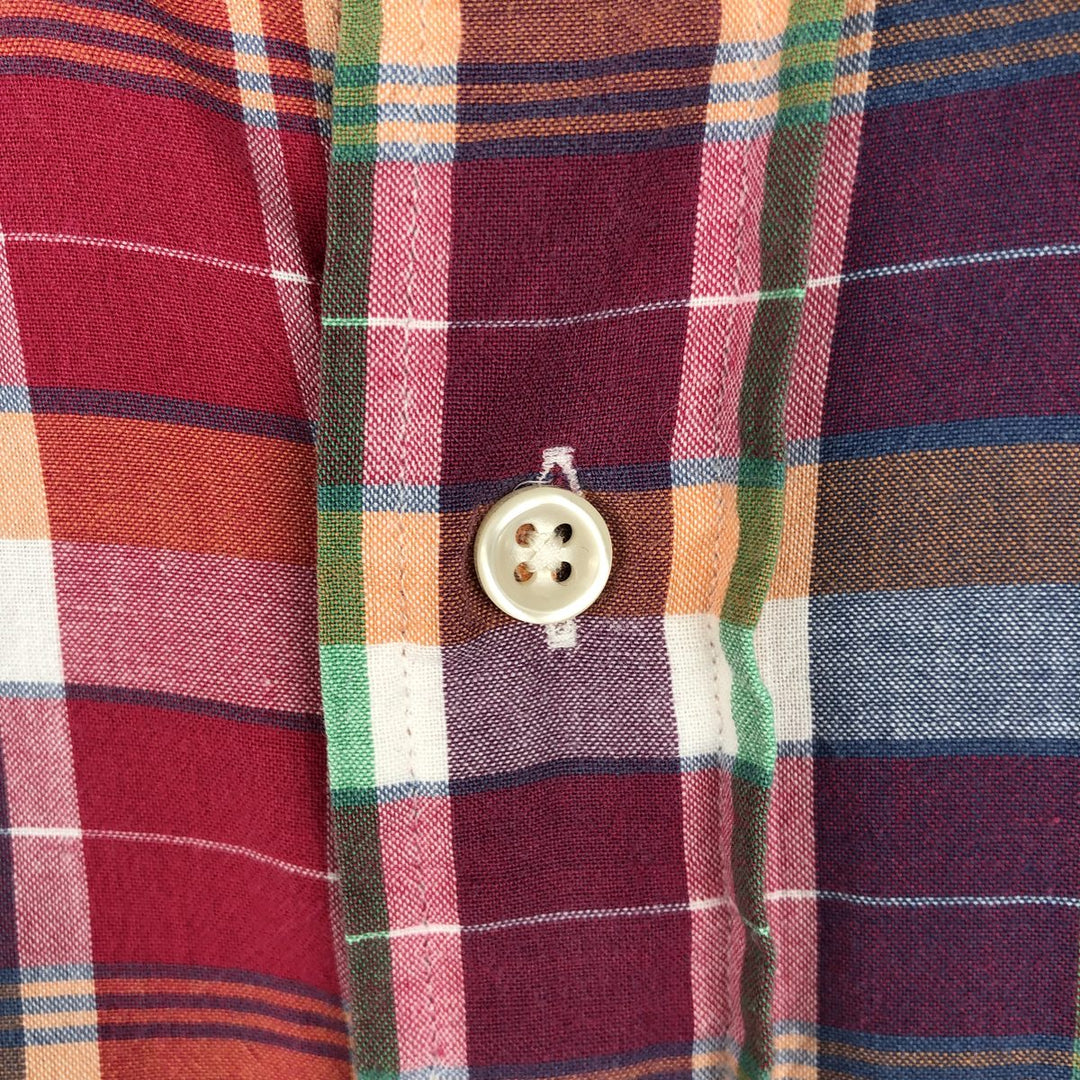 Ralph Lauren BLAKE Madras Check Short Sleeve Button Down Check Shirt Men's L size cotton red type Vintage Second Hand
