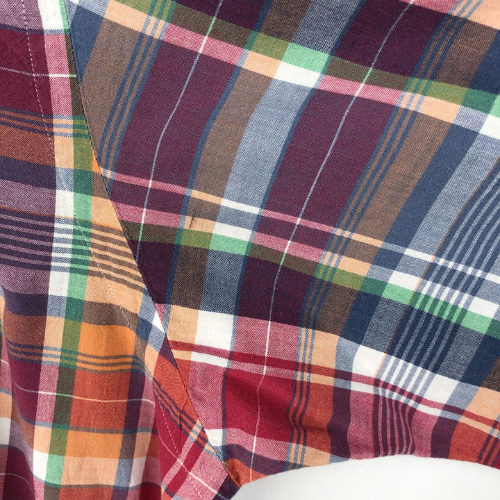 Ralph Lauren BLAKE Madras Check Short Sleeve Button Down Check Shirt Men's L size cotton red type Vintage Second Hand