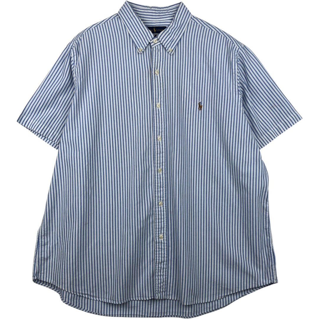Ralph Lauren Classic Fit Short Sleeve Button Down Striped Shirt Men's XXL cotton blue type Vintage Second Hand