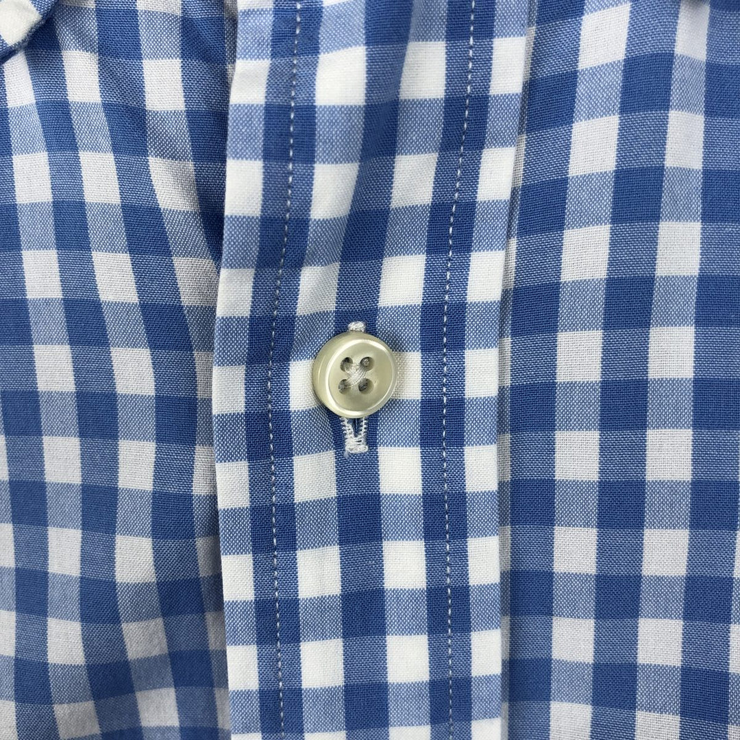 Ralph Lauren CLASSIC FIT Gingham Check Short-Sleeve Button-Down Check Shirt (Men's Size L) cotton blue type Vintage Second Hand