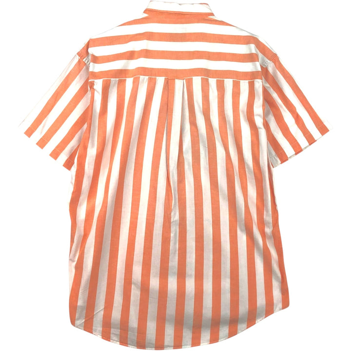 Vintage 1980'S Ralph Lauren CHAPS short-sleeved button-down striped shirt, men's size L (approx.). cotton orange type Vintage Second Hand